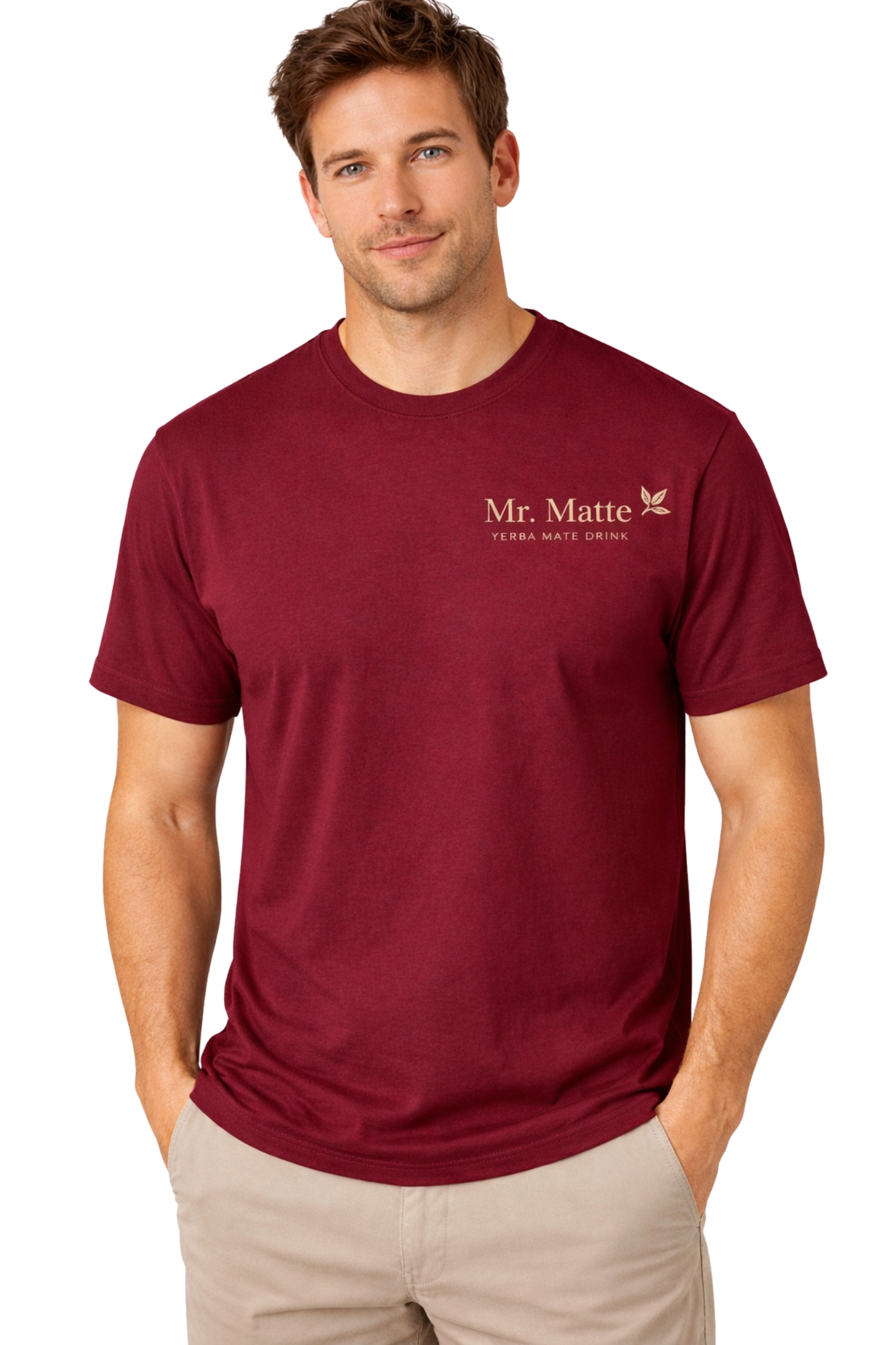 We Mate T-Shirt Bordeaux front model